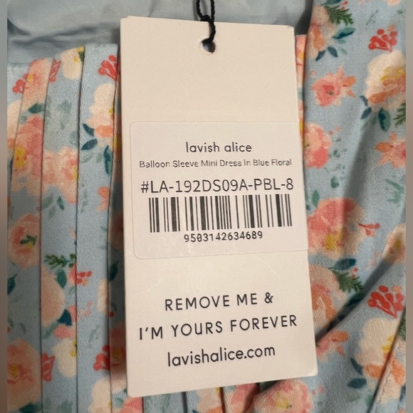 Balloon sleeve mini dress in blue floral by Lavish Alice size Us 4 - Picture 8 of 8